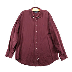Ralph Lauren Men's Button Up Shirt Burgundy Red Size XL Long Sleeve 100% Cotton